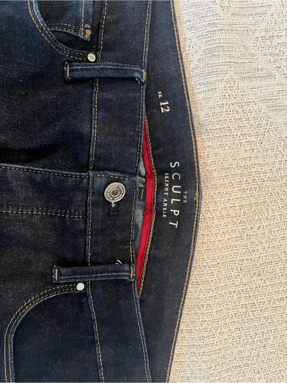 White House Black Market Sculpt Skinny Ankle High-Rise Dark Blue Denim Jeans - Picture 2 of 5